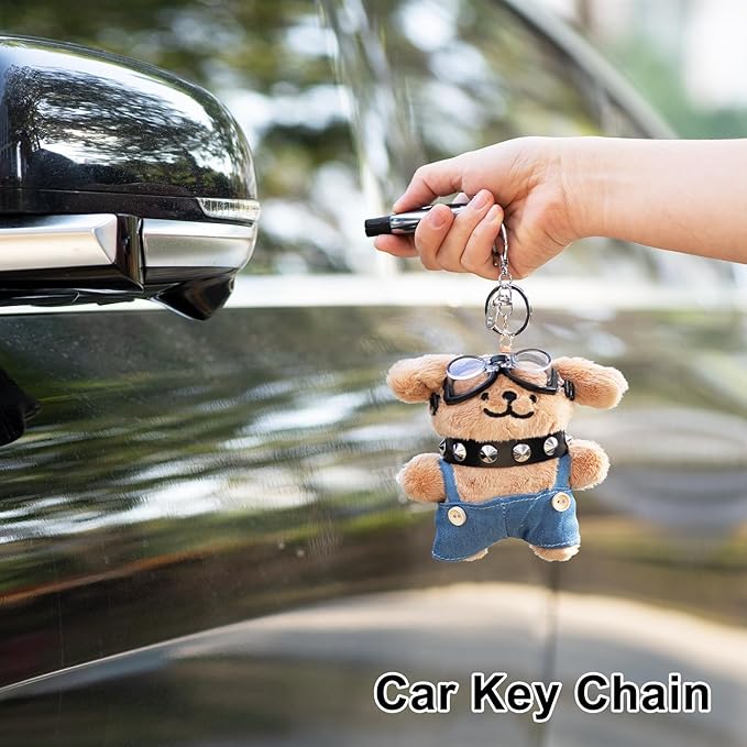 YOU WIZV Cute Dog Plush Keychain for Women - Kawaii Stuffed Animal Charm for Purse, Backpack & Bag Accessories