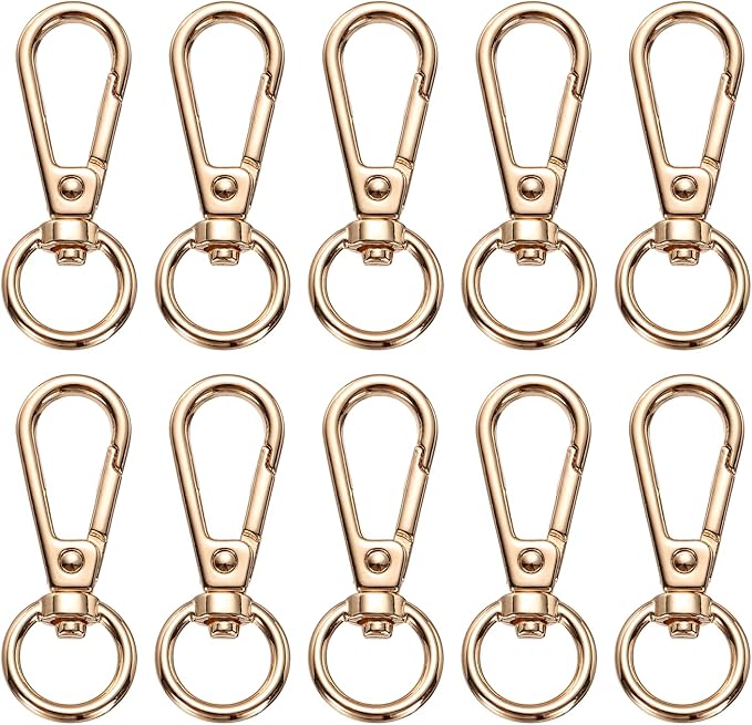PATIKIL Swivel Lobster Claw Clasps 10pcs Push Gate Snap Hook Metal Trigger Clip Purse Hardware for Keychains Purse Handbag Makings DIY Crafts, Gold