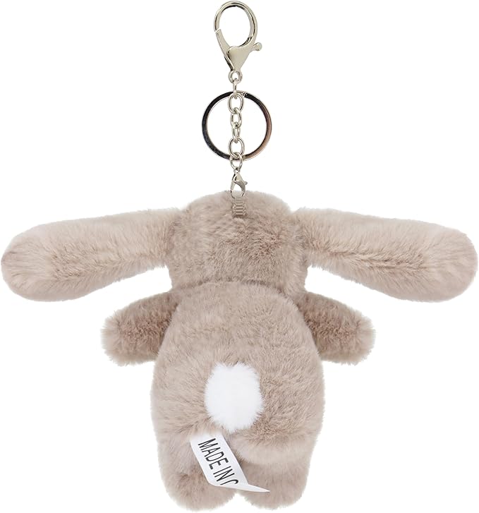 Cute 3.5" Bunny Bag Charm, Fluffy Rabbit Plush Keychain Purse Decoration, Great Gift for Women Girls