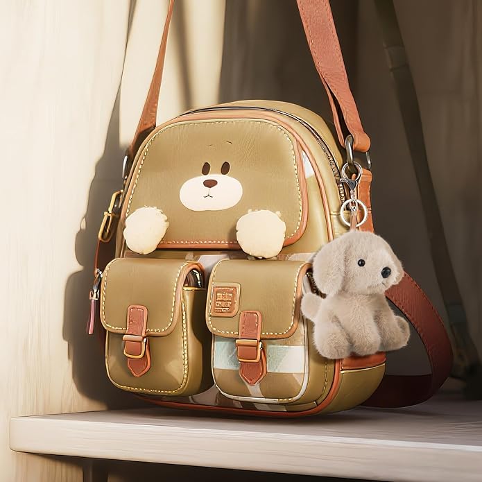 Apricot Lamb Plush Labrador Dog Puppy Stuffed Animal Soft Keychain for Kids Bag, Purse, Backpack, Handbag