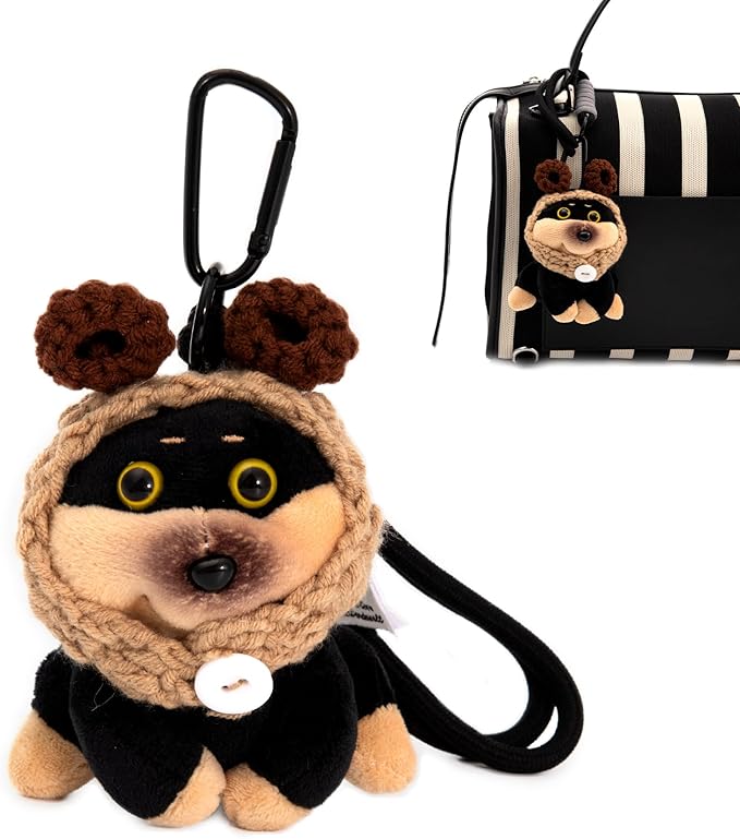 YOU WIZV Cute Dog Plush Keychain for Women - Kawaii Stuffed Animal Charm for Purse, Backpack & Bag Accessories