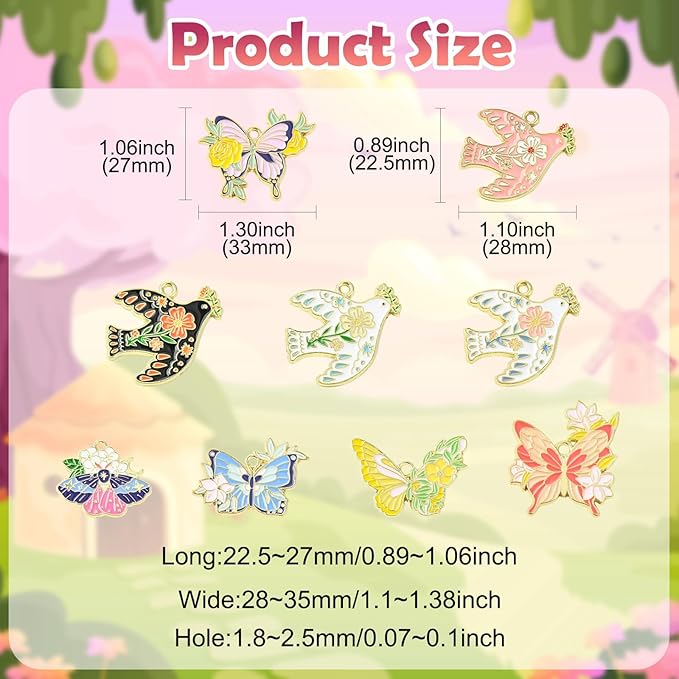 Stiesy 18 Pcs 9 Styles Alloy Enamel Animal Charms Pendants Swallow & Butterfly Jewelry Charm Bulk for Bracelets Necklace Earring Jewelry Making Craft