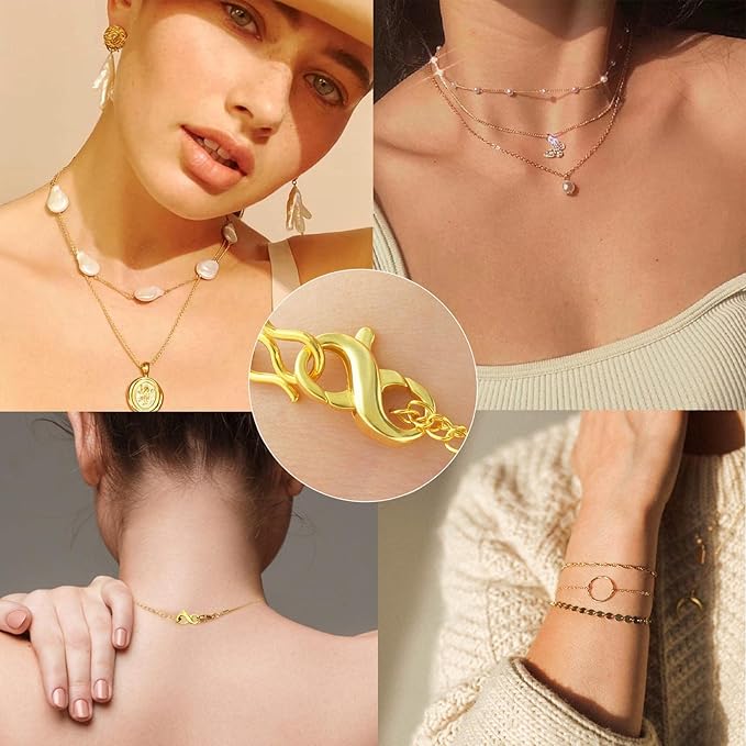 Dailyacc S925 Double Opening Lobster Clasp Sterling Silver and Gold Necklace Bracelet Extender Clasps and Closures for DIY Jewelry