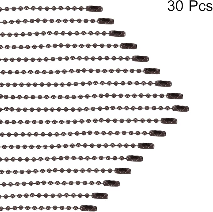 MECCANIXITY 30Pcs 5 Inch Ball Bead Chain, Metal Ball Chain with Connectors for Keychain Hanging Ornament Tag Jewelry Necklace Christmas Decoration,Brown