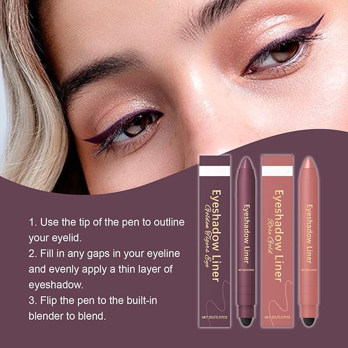Eyeshadow Stick, Perfect Color Duo-Shadow Liner 2-in-1 Eyeliner & Eye Shadow Stick, Easily Blendable & Buildable, Waterproof, Creamy Easy-Glide, For Effortless Smoky Or Natural Eye Makeup(01+06)