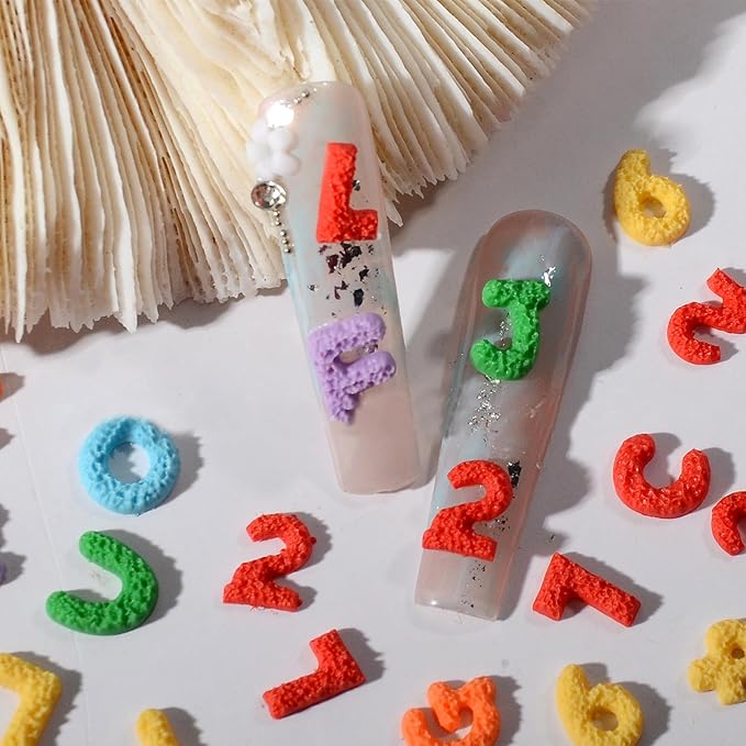 200 Pcs Number Nail Art Charms, CYHYII 3D Mixed Candy Colorful Number Resin Nail Rhinestones Nail Gems DIY Manicure Nail Decoration Accessories for Women Girls