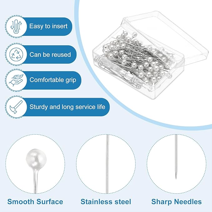 PATIKIL Sewing Pins, 600 Pcs 1.5 Inch Straight Pin with Plastic Pearlized Ball Head for Fabric, Decorative, Jewelry DIY, Craft and Sewing Project, White