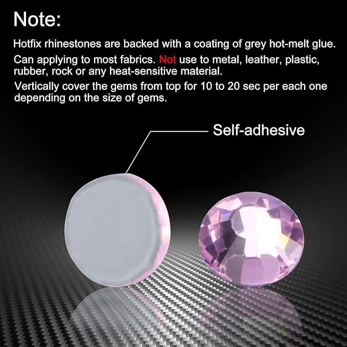 Jollin Hot Fix Crystal Flatback Rhinestones Glass Diamantes Gems 4.8mm(20ss 576pcs, Pink)