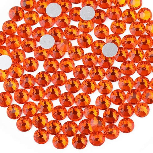 Beadsland 288pcs Flat Back Crystal Rhinestones Round Gems for Nail Art and Craft Glue Fix,Orange,SS34,7.1-7.3mm