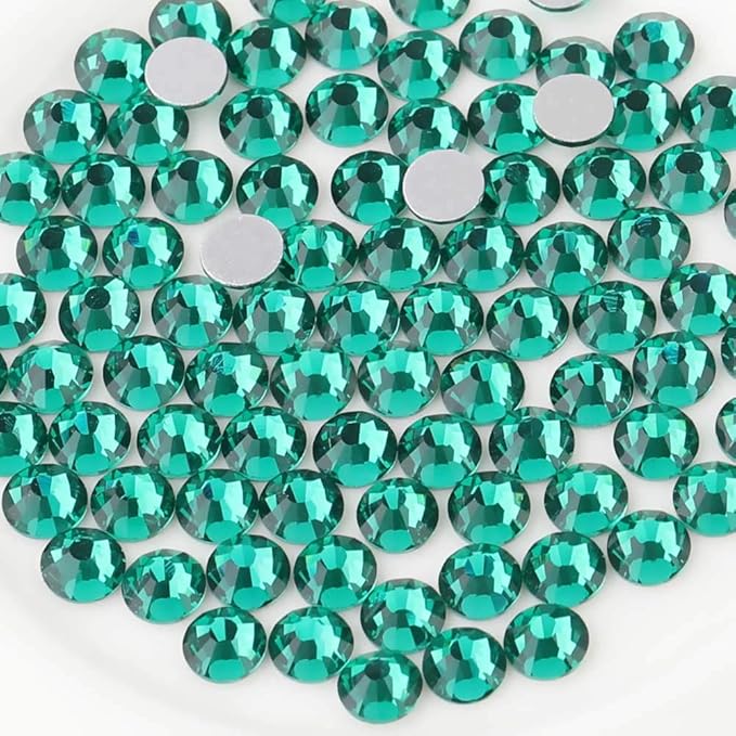 Beadsland Flat Back Crystal Rhinestones Round Gems for Nail Art and Craft Glue Fix, Blue Zircon, 2.3-2.5mm, SS8/1440pcs