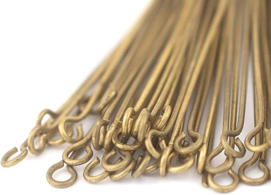 The Bead Chest Brass 21 Gauge 3 Inch Eye Pins (Approx 100 Pieces)