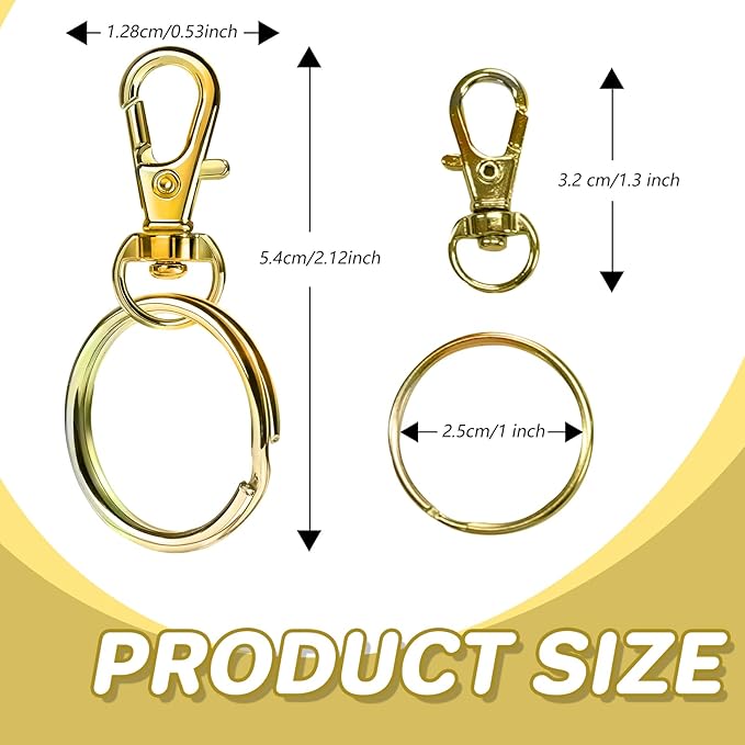 Keychain, 68PCS Swivel Snap Hooks with Key Rings, Metal Lobster Claw Clasp,34PCS Keychains Clips Hooks and 34PCS Key Chain Rings,Keychain Rings for DIY Crafts,Jewelry Making (Gold)