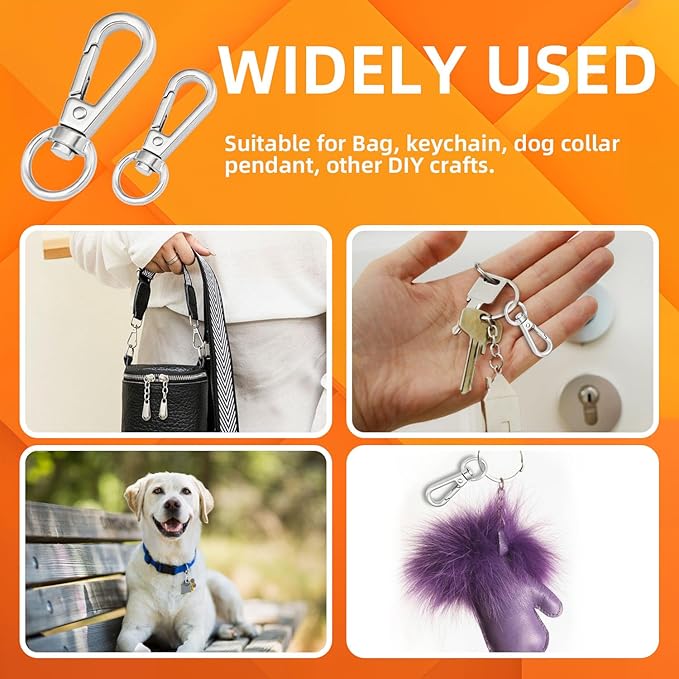 100PCS Swivel Clasps Lanyard Snap Hooks with Key Rings, Swivel Snap Hooks, Keychain Hook, 50 Pcs Large and Small Swivel Hooks, Swivel Clasp with 50 Key Rings for DIY Crafts, Lanyard Making, Pet Collar