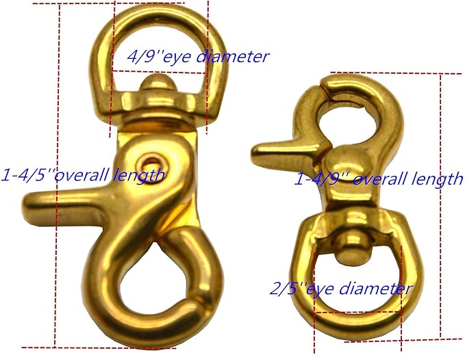 Okones Pack of 4,4/9''Eye Diameter,1-4/5'' Overall Length,Finish Surface Solid Brass Round Lobster Clasps Oval Swivel Trigger Clips Hooks (4/91-4/5''Length Round)