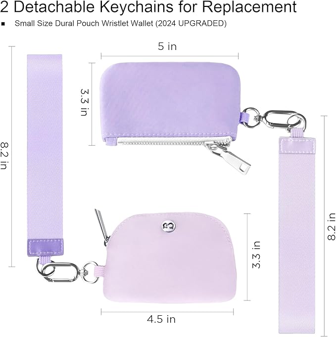 Babysun Mini Zip Around Dual Pouch Wristlet With 2 Straps Wristlet Keychain Wallet for Women Coin Purse Small Cute for Teen Girl