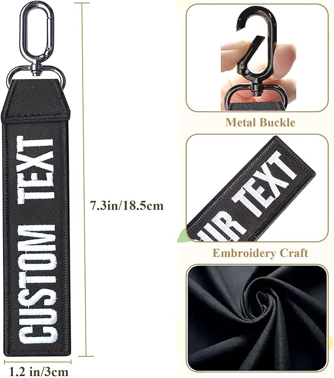 Personalized Embroidery Keychain, Custom Double Sided Embroidery Luggage Tags, Name Key Chain, Colorful Women/Men Keychains Private Fobs, Personalized Gift for Couples, Families, Friends