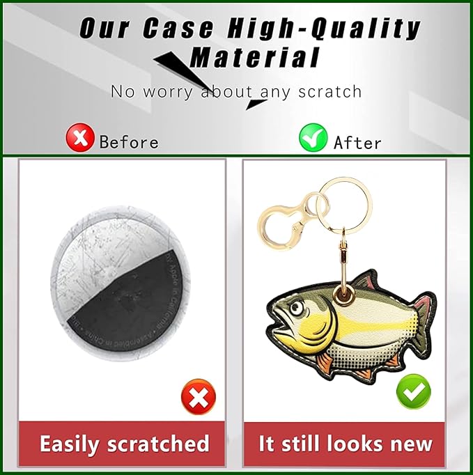 Leather Keychain Holder Case Compatible with AirTag,Cute Protective Apple Air Tag Cover with Keychain Ring,Anti-Scratch Finder GPS Tracker Case for Wallet Keys,Bag,Pets(Figure 8)