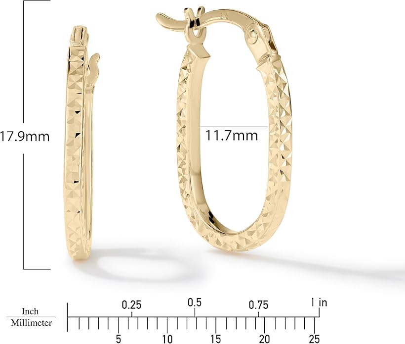Paperclip Oval Hoops in Real 10K White Gold with a Diamond-Cut Finish | 30mm Length | Real Gold, Stamped for Authenticity