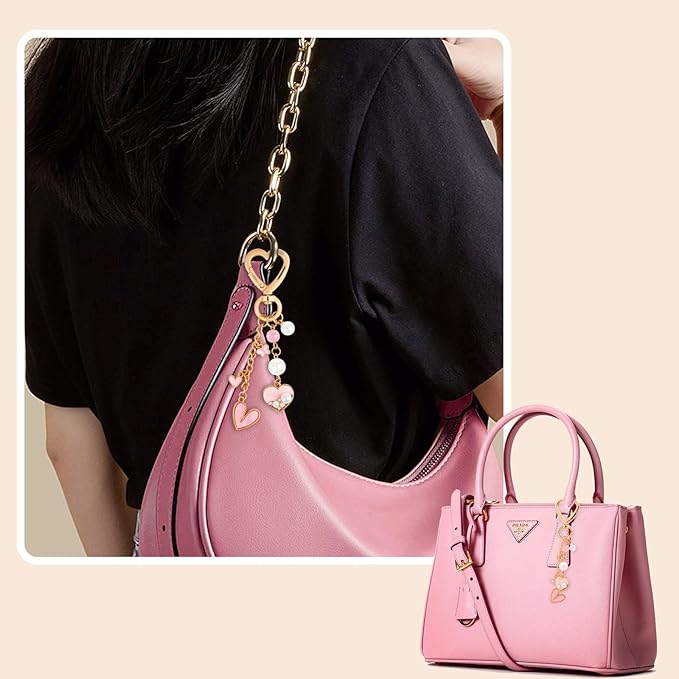 Y2K Keychain Set Heart Butterfly Pearl Flower Bag Charms,Cute Aesthetic Accessories for Women Gifts Keys Bags Purse