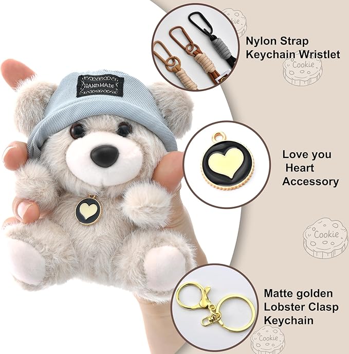 Cute Key Chain Plush Bear Bag Charm Teddy Bear Keychain Gift For Handbag,Purse, Backpack, Car Keys
