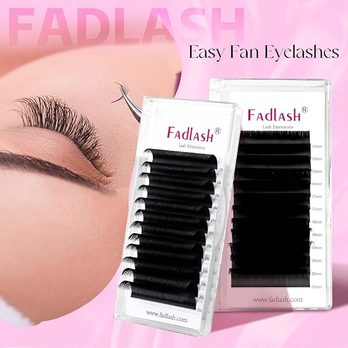 FADLASH Easy Fan Lashes Volume Lash Extensions D Curl Self Fanning Eyelash Extensions 3D~10D Volume Fans 0.05 0.07mm Easy Fan Eyelash Extension 8-20mm (0.05-D, 12mm）