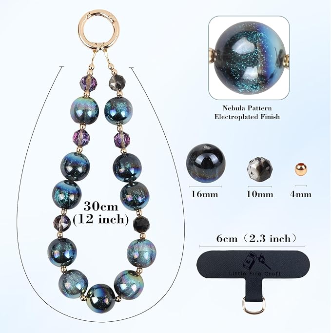 Phone Lanyard Wrist Chain for Cellphone Wrist Strap Phone Bracelet Strap Pearl Beaded Smartphone Wristlet (Galaxy)