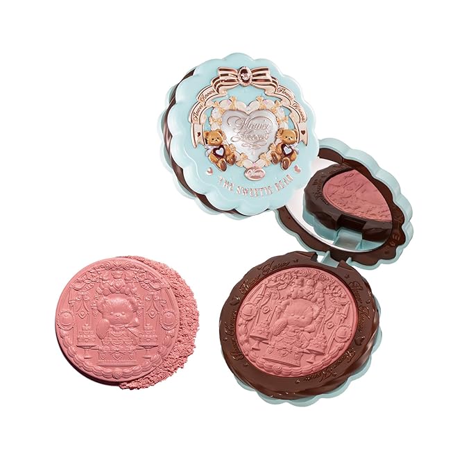 Flower Knows The Sweetie Bear Collection Silk Satin Blush,Shimmery Warm Red Brown Powder Blush for Cheeks,Buildable & Blendable Face Makeup,Soft Long-Lasting for Women & Girls,0.18 Oz(05 Bear Biscuit)