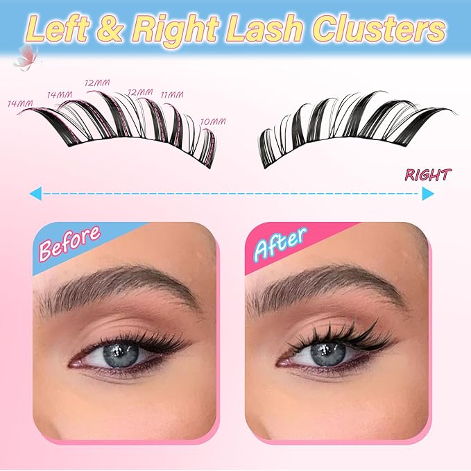 URNNE Manga Lashes Natural Look Cluster Lashes Anime Lashes Faux Mink Lashes Wispy Fluffy Eyelashes Spiky C Curl Individual Cluster (Wispy03)