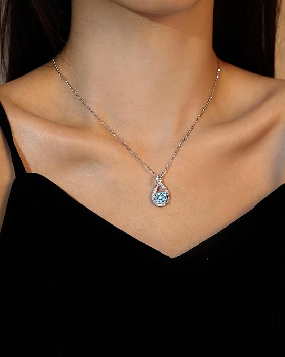 FANCIME Birthstone Necklaces for Women Fine Jewelry Sterling Silver Infinity Pendant Anniversary Birthday Gifts for Her Women Wife Mom Lady Daughter, Chain 16"+2" Extend