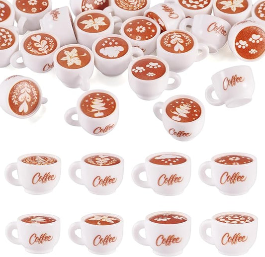 Craftdady 24pcs Mini Coffee Cup Resin Dollhouse Miniature Drink Food Coffee Mug Lovely Tableware Coffees Hang Ornament for Home Decorations Doll Kitchen Play Accessories Jewelry Making