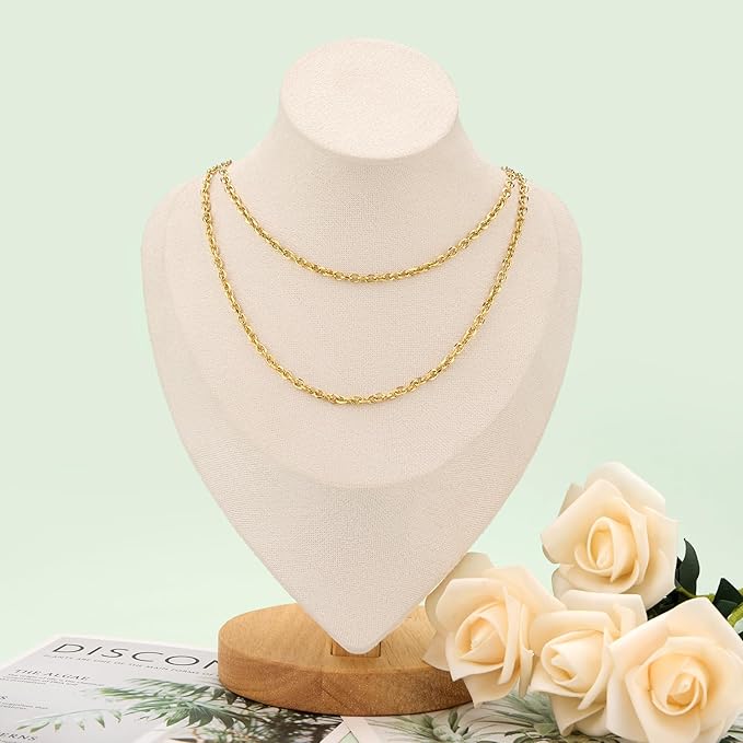 UMAOKANG 16.4 Feet Gold Plated Chains for Jewelry Making Stainless Steel Cable Jewelry Chain Roll with Jewelry Findings