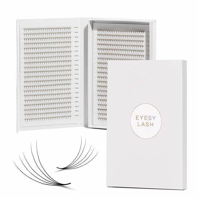 Eyesy Lash 1200 Easy Promade Fans - 5D 0.07 Curl CC Mixed Lengths 8-16mm - Ultra Speed 40 Lines Eyelash Trays Volume Premade Lash Fans Handmade Pre Made Eyelash Extensions Fluffy Soft Pointy Base