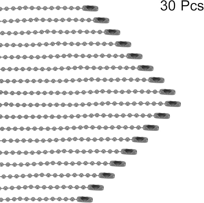 MECCANIXITY 30Pcs 5 Inch Ball Bead Chain, Metal Ball Chain with Connectors for Keychain Hanging Ornament Tag Jewelry Necklace Christmas Decoration,Gray