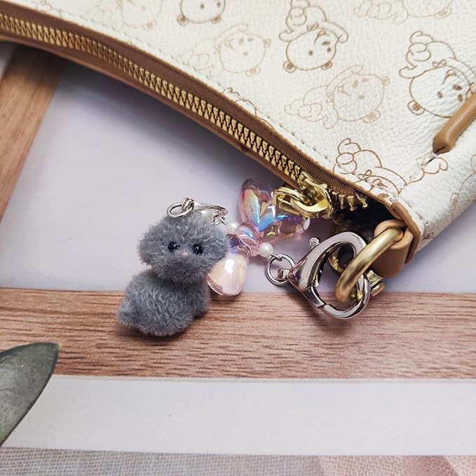 Cute Dog Keychain Fuzzy Dog Puppy Decor Keychain Aesthetic Y2K Bag Charms Stylish Dog Pendant Keychains Accessories