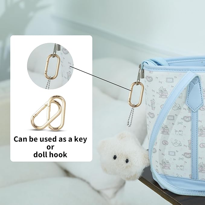 50Pcs Gold Oval Shape Carabiners Clip,Cute Carabiners Keychain Purse Clip, Heavy Duty Opening O Ring Carabiner for Keychains,Backpacks, Keys