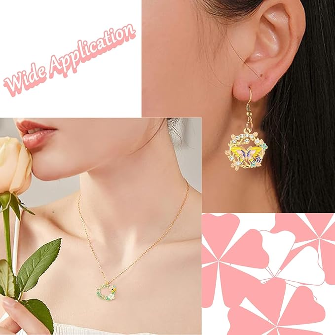 Stiesy 20 Pcs 10 Styles Spring Flower Wreath Charms Enamel Metal Charm Pendant with Rhinestone Butterfly Bee for Jewelry Making DIY Bracelet Earring Necklace Crafting