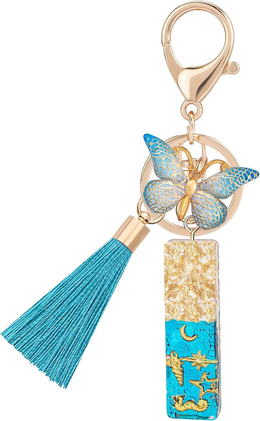 Suweibuke Cute Pink Key Chains for Women Girls, Initial Letter Keychains with Tassel, Charms for Key Purse Handbags Backpacks