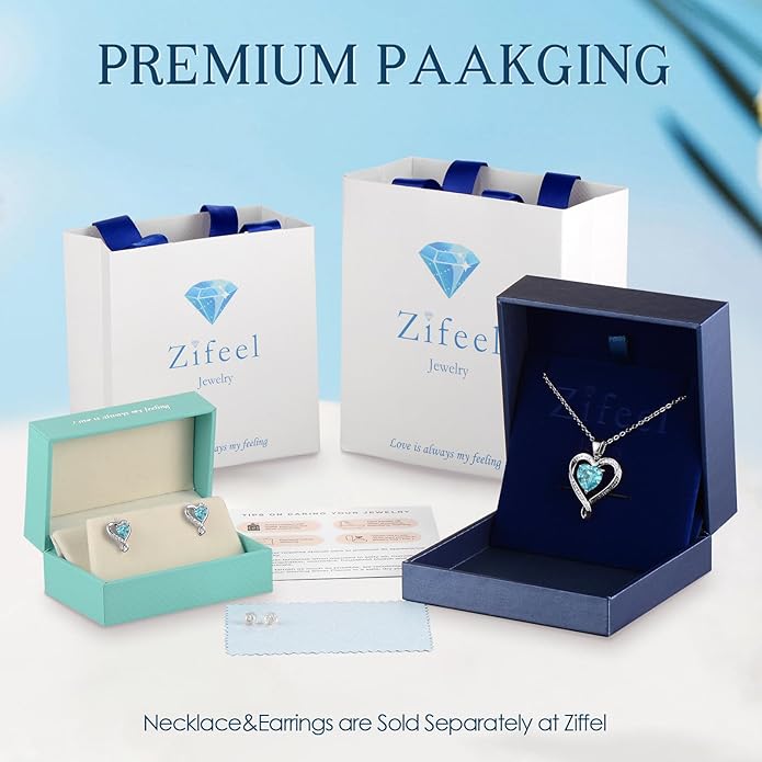 Zifeel Earrings for Women, S925 Sterling Silver Rose Gold Birthstone Heart Studs Earring for Girlfriend Wife, Anniversary Birthday Christmas Valentines Mothers Day Gifts Jewelry for Women Wife Her Mom