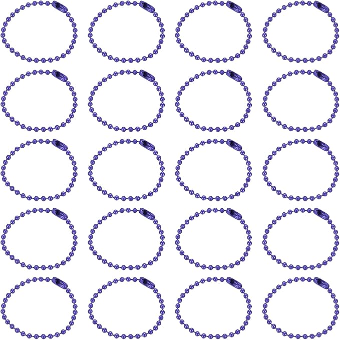 MECCANIXITY 30Pcs 5 Inch Ball Bead Chain, Metal Ball Chain with Connectors for Keychain Hanging Ornament Tag Jewelry Necklace Christmas Decoration,Light Purple