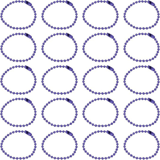 MECCANIXITY 30Pcs 5 Inch Ball Bead Chain, Metal Ball Chain with Connectors for Keychain Hanging Ornament Tag Jewelry Necklace Christmas Decoration,Light Purple