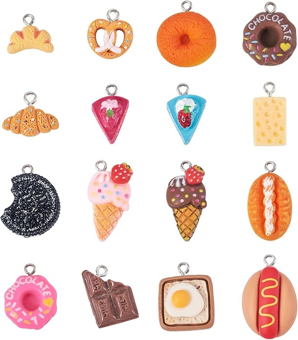 Craftdady Resin Plastic Miniature Food Snack Pendants Charms Ice Drink Juice Pendants Cute Bottle Fruit Keychain Charms Hang Ornament for DIY Craft Earring Bracelet Necklace Jewelry Making