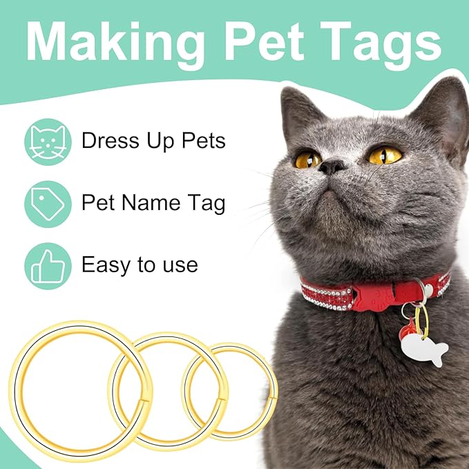 5/8" 300 PCS Gold Small Key Rings, Double Loops Split Rings Jewelry Making Metal Mini Key Ring for Keychian, Pet Collar Tag, Luggage Tag DIY Craft Hardware