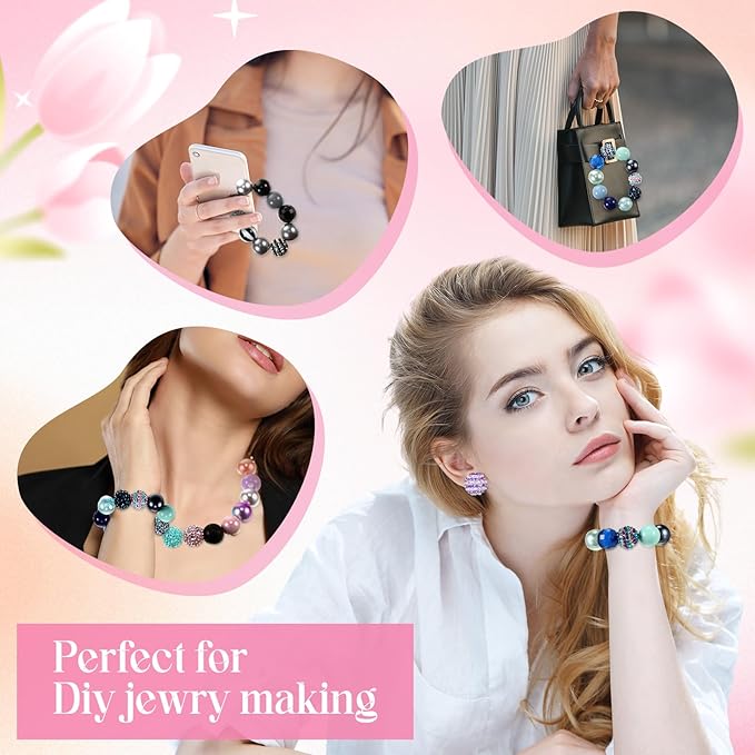 100 Pcs 20mm Rhinestone Bubblegum Beads for Pens Mixed Crystal Resin Chunky Beads for DIY Craft Keychain Necklace Bracelet Jewelry Making(Mermaid Color)
