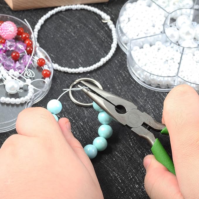 SPEEDWOX Mini Long Nose Pliers 5-1/2 Inches Chain Nose Pliers with Wire Cutter Long Needle Nose Side Cutters Serrated Jaw Precision Jewelry Making Tool for Handcraft Hobby DIY Jewelry Work