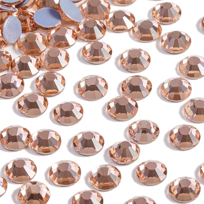 Beadsland Hotfix Rhinestones, 288pcs Crystal Rhinestones for Crafts Clothes DIY Decoration, Champagne, SS34, 7.0-7.3mm