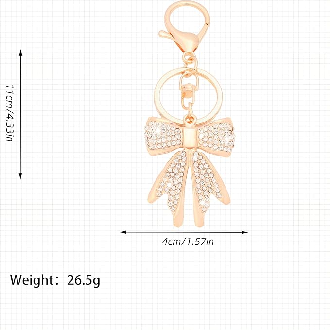 Sparkly Gold Plated Color Rhinestone Bow Keychains for Women,Charms for Key Purse Handbags Backpacks
