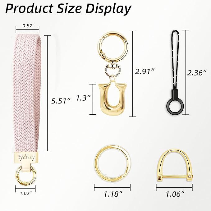 Stretchy Wristlet Initial Keychain, Key Chains Women Cute with Keyring, Llaveros para Mujer, Car Key Accessories