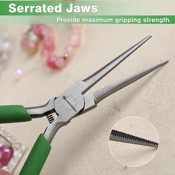 SPEEDWOX Mini Needle Nose Pliers Thin Serrated Jaw 4-1/2 Inches Small Long Nose Pliers Micro Precision Wire Looping Fine Chain Nose Plier Professional Jewelry Making Tool Beading Hobby Craft Supplies