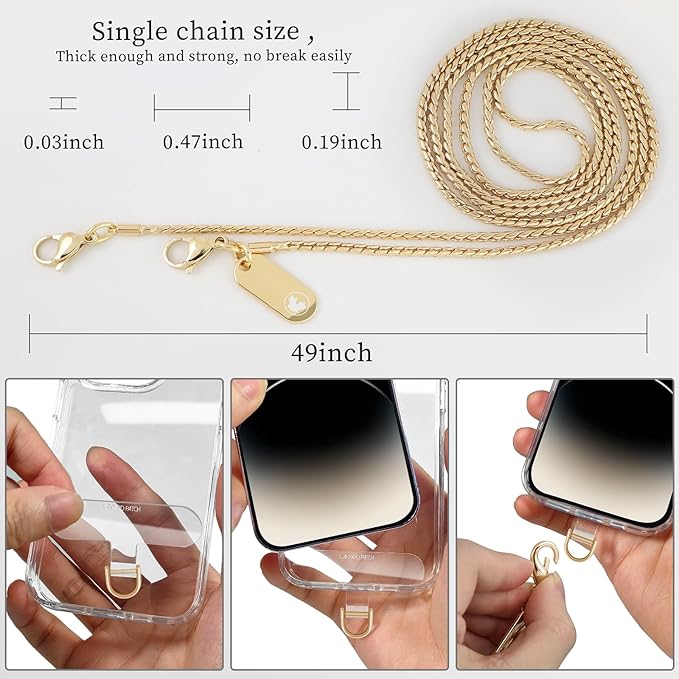 UKON Crossbody Phone Chain Lanyard - Fashion Anti-theft Phone Strap With 2xTPU Tether Tab for Women Shopping Traveling Party