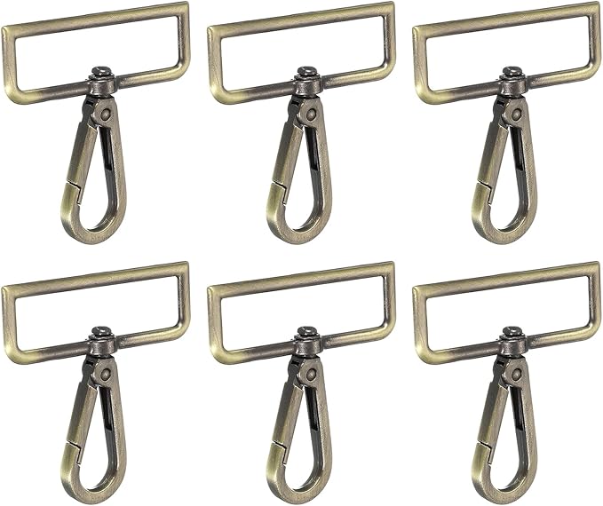 Swivel Snap Hooks, Metal D Ring Keychain Lanyard Clip Hook Lobster Clasp Claw Push Gate Clip - Fitting for(Purse Making - Sewing - DIY Crafts) 6 Pcs & 2" & Bronze Patina